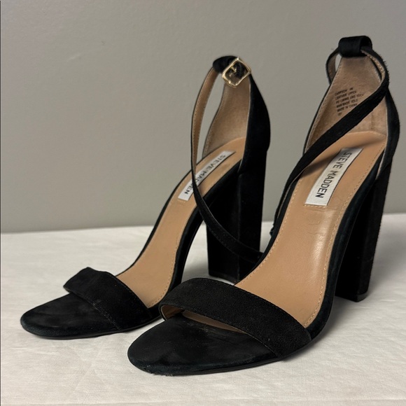 Steve Madden Shoes - Steve Madden Black Ankle Strap Heels Size 8M 4” Block Heel